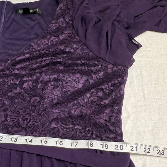 NWT Ever Pretty Women's Plus Size 3XL Purple Lace Chiffon Flutter Sleeve Evening - Picture 8 of 10